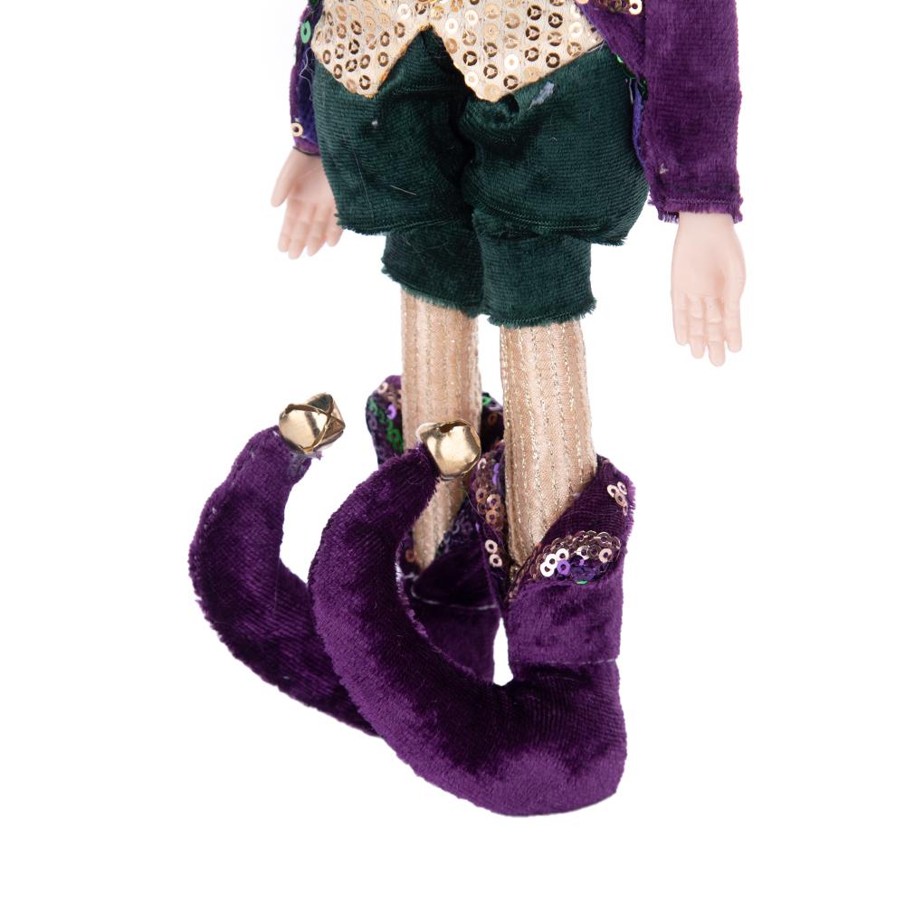 Purple-Green-Gold Sequin Christmas Elf Doll