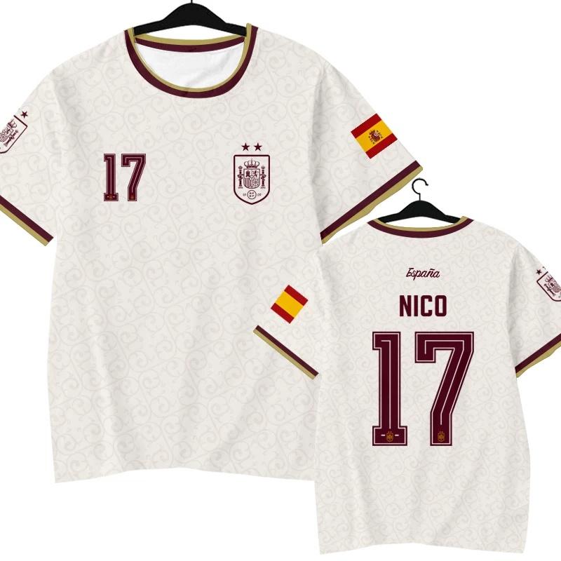 2026 Spain Team Player Style Yamal Football Jersey,#2 #3 #11 #15 #17 #22 #24 Quick‑Dry Short Sleeve T‑Shirt Kids Family Fan Kid