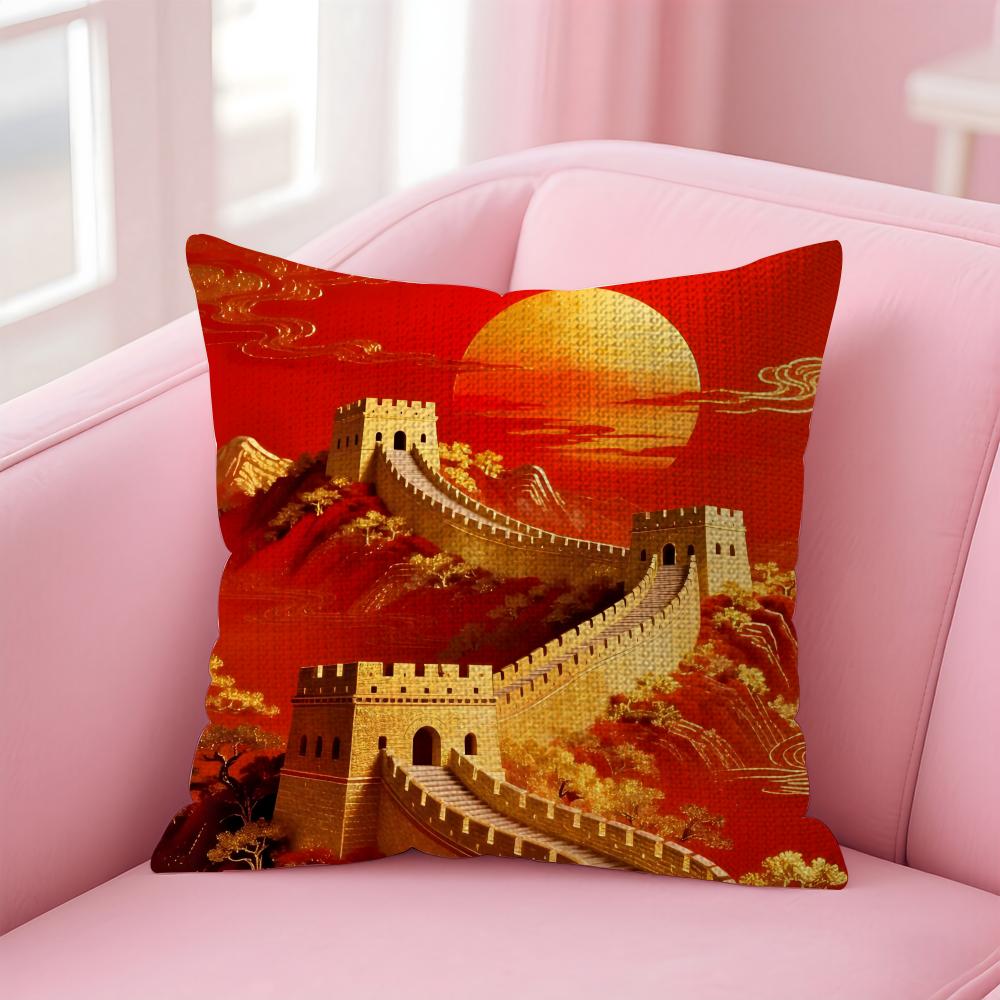 

The Great Wall Fashion Cushion Cover Natural Linen Pillow Case DoubleSided Print Decorative Sofa Pillowcase Home Decor Gift 30x30cm