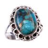 Natural Blue Copper Turquoise Gemstone 925 Solid Sterling Silver Ring S.9 Y0l38