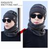 Plush Lined Knitted Beanie Set Windproof Winter Knit Headwear Set Cozy Neck Warmer Set  For Men