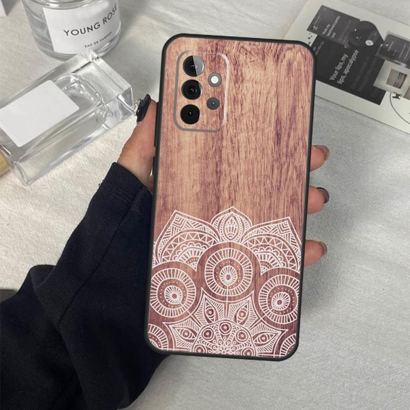 Mandala Wood Floral Case For Samsung Galaxy A14 A24 A34 A54 A51 A71 A13 A23 A33 A53 A73 A12 A22 A32 A52 Coque