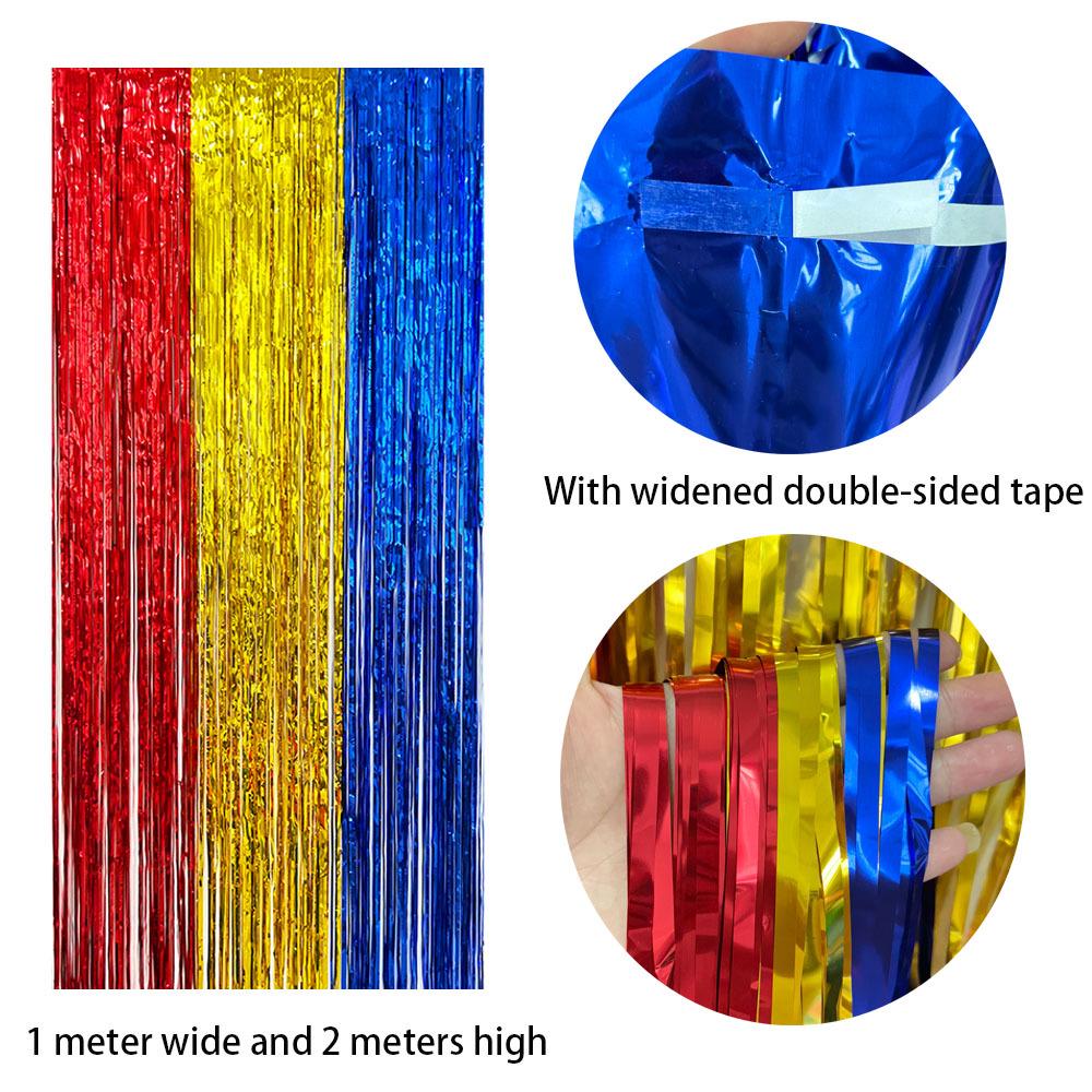 Color-Block Tinsel Curtain 1x2m - Festive Background for Christmas, Halloween, and Birthdays