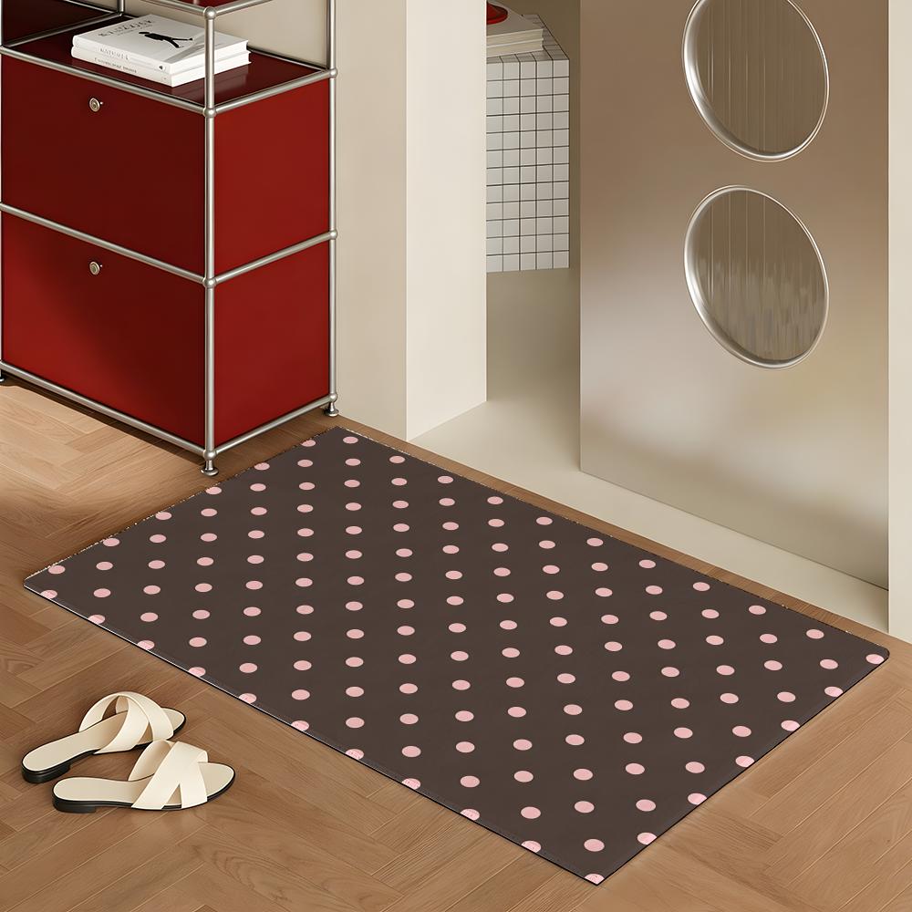 Dot Pattern Floor Mat Soft Flannel Rug Non-Slip Absorbent Mat For Bathroom Bedroom Home Decor