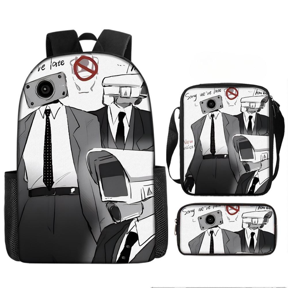 Skibidi Cartoon Toilet Printed Backpack Child Schoolbag Shoulder Bag Pencil Bag