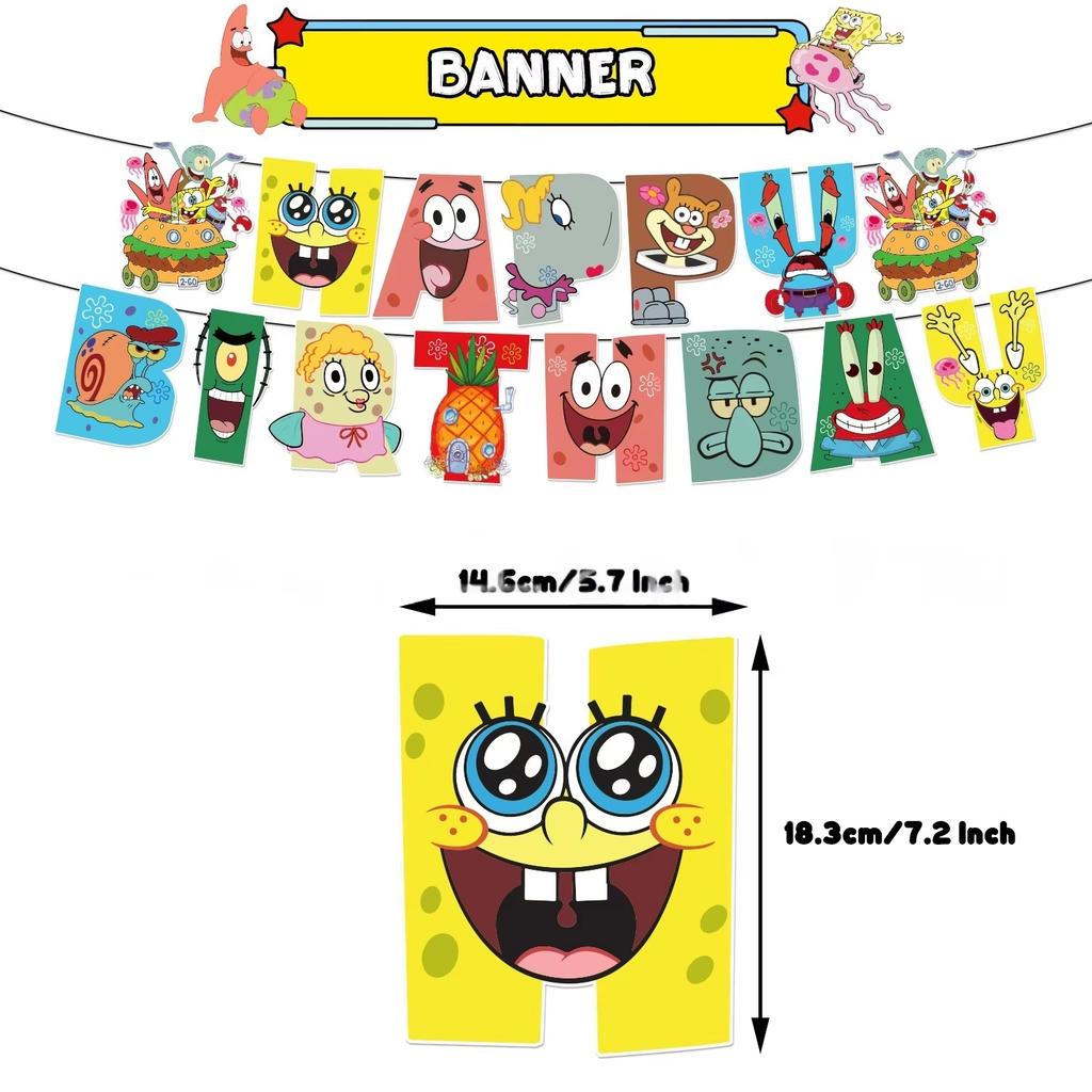 Cartoon Sponge-Bobs Party Favors Bracelet Keychain Stickers Goody Bags Fillers Carnival Prizes Kids Party Gift Birthday Supplies 5