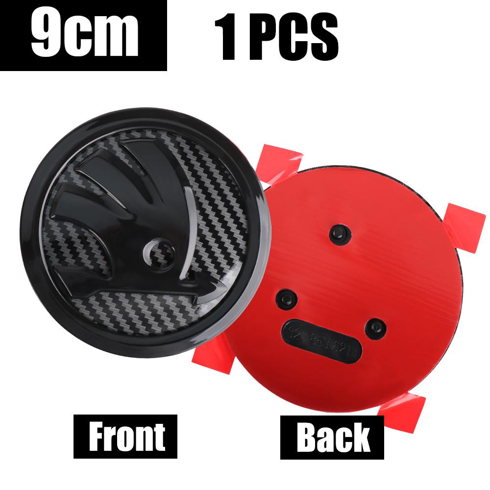 80/90/100mm ABS Car Logo Emblem Front Hood Bonnet Rear Trunk Badge Cover Decoration Sticker Carbon Fiber Texture For Skoda kybf34