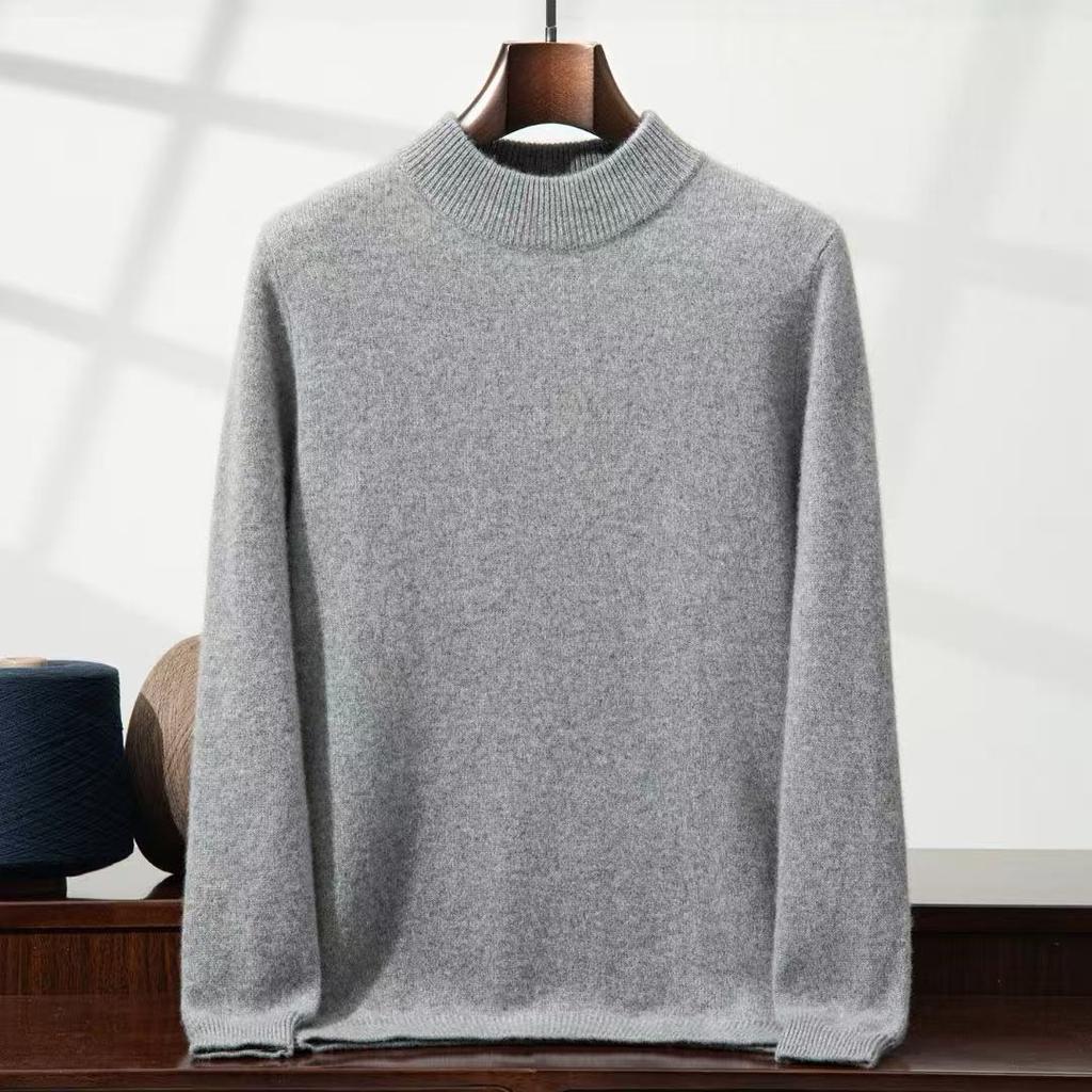 New thickened cashmere sweater semi-turtleneck sweater with cashmere bottoming knitted sweater