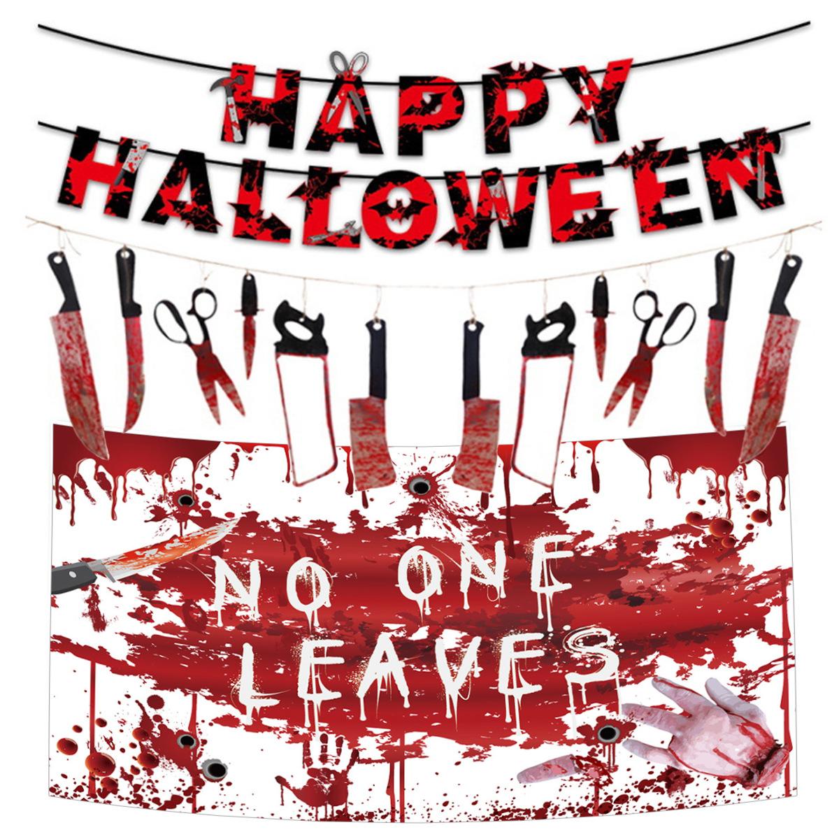 

Украшение для Хэллоуин-вечеринки Постер с кровавым отпечатком руки Кровавый нож Флажки на веревке Принадлежности для оформления Хэллоуина Индивидуальный плазменный эффект La Flag Blood Knife Poster Set 5