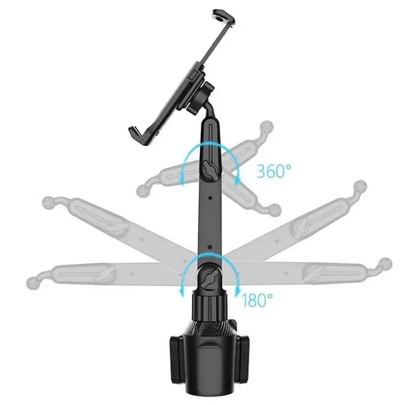 Car Tablet Holder Cup Holder Mount with 360 Rotation 270 Degree Tilt Triangular Base for Smartphone iPad GPS Navigation