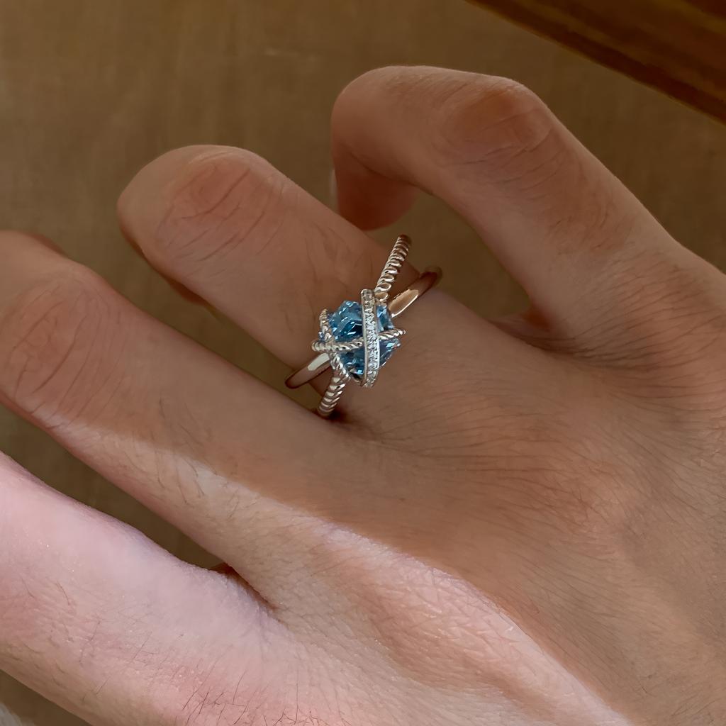 PANJBJ 925 Sterling Silver Multicolour Zircon Ring for Women Girl Fashion Sweet Versatile Jewelry Birthday Gift Dropshipping
