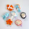 Cartoon Marine Life Plush Magnet Set With Pp Cotton For Refrigerator Decor