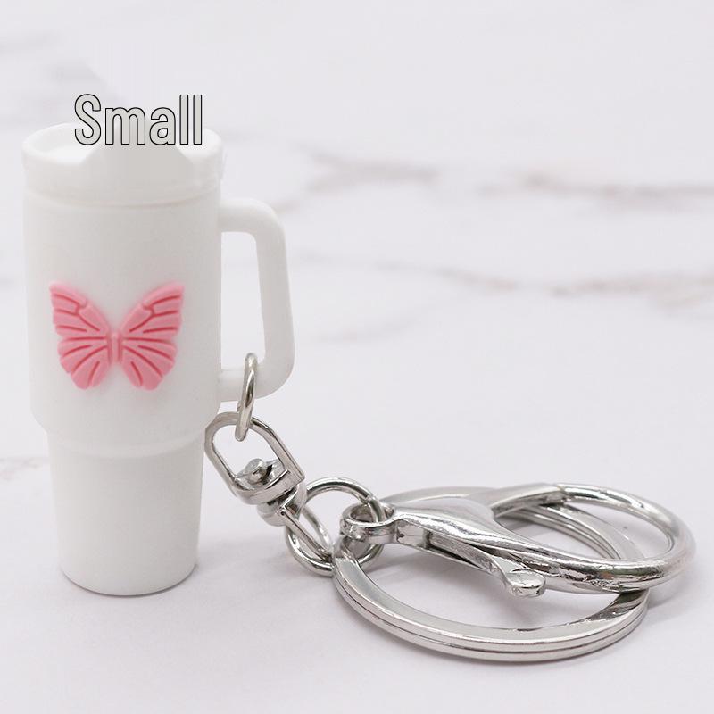 Popular Soft Rubber Stanley Cup Pendant Keychain - Creative Milk Tea Cup Keyring Available