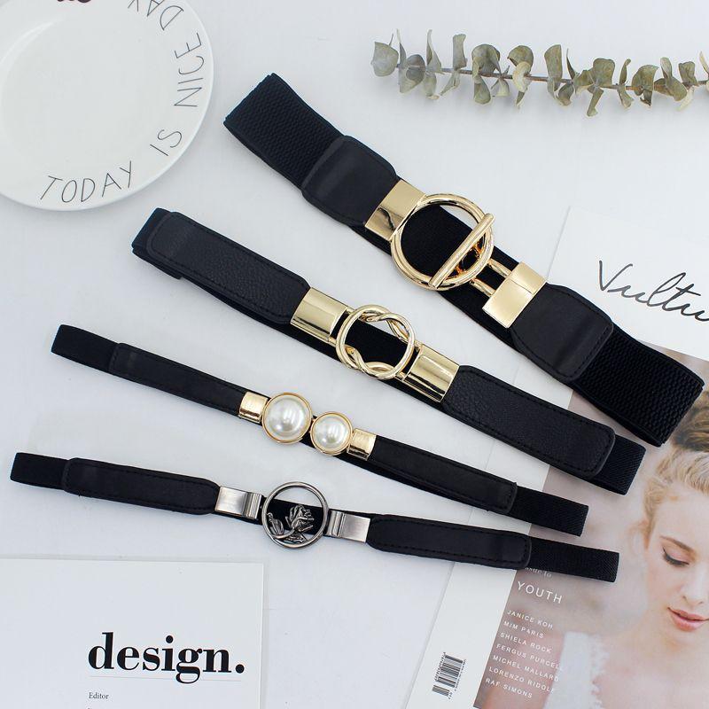 Elastic Black Modern Waist Belt For Women With Adjustable Features Complementing Skirts And Dresses Effortlessly
