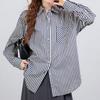 Navava Women Casual Office Stripe Loose Fit Long Sleeve Shirt Nb3067