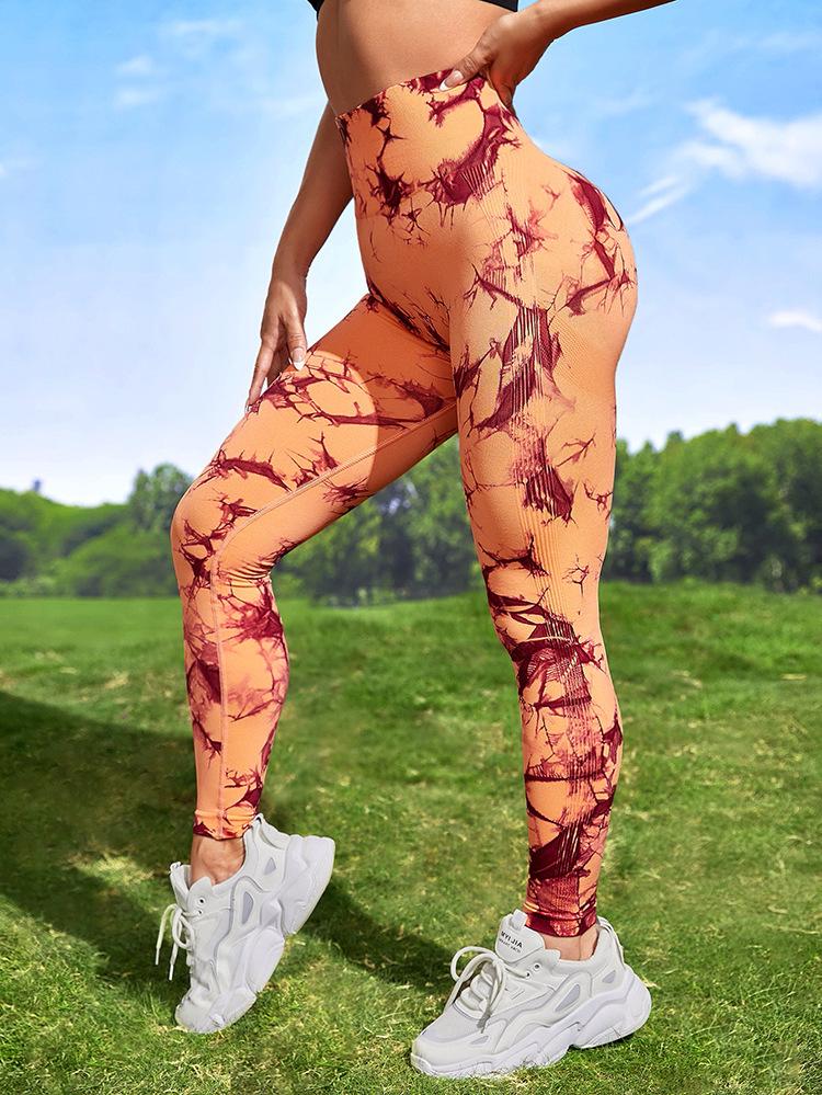 Seamless Tie-Dye High Waist Yoga Leggings - Butt Lift & Tummy Control