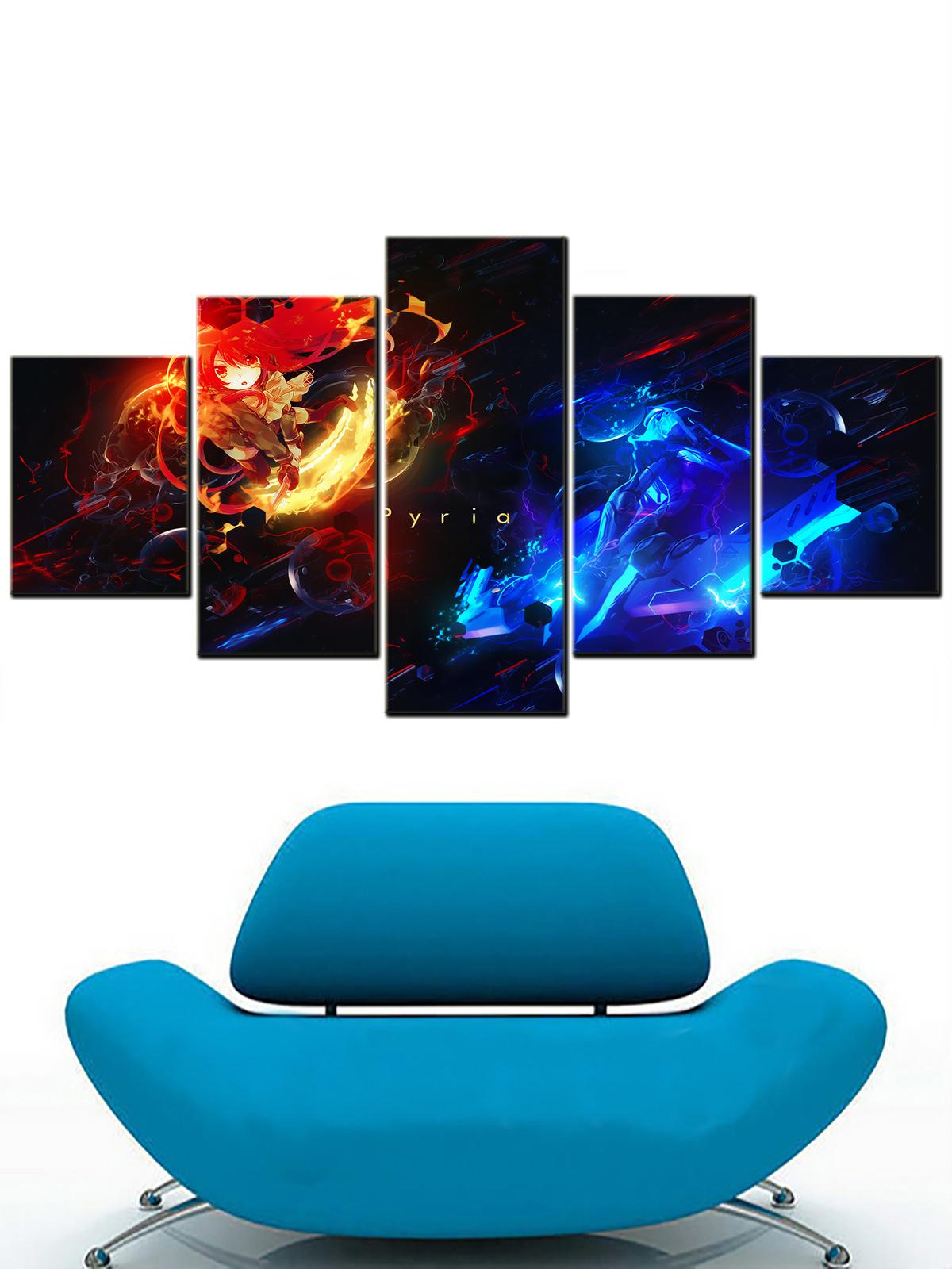 

Модульные Hd принты, картины, домашний декор, 5 шт., холст, японское аниме, кроссовер, версия, плакат, настенная работа для гостиной, без рамки 20x35cm*2 20x45cm*2 20x55cm*1