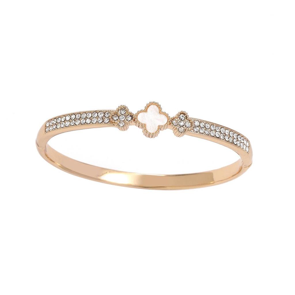 Diamond-Studded Four-Leaf Clover Bracelet - Elegant Women's Fashion Accessory