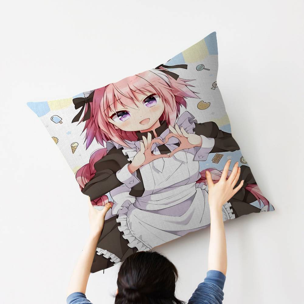 A-Astolfo Pink Cute Anime Girl Maple Design Cushion Cover Happy Autumn Harvest decor Holiday Decorati Pillow Cover