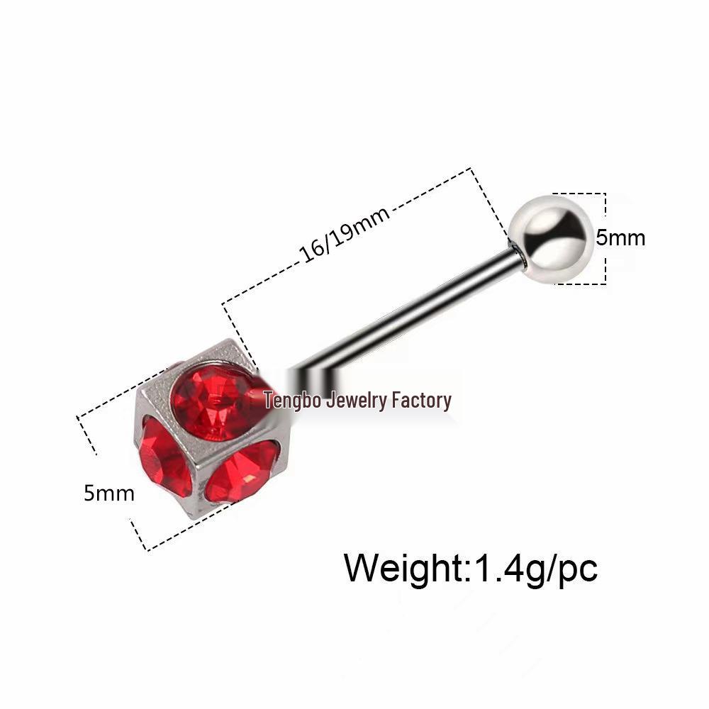 Fashionable Cubic Zirconia Tongue Stud & Nipple Ring Body Piercing Jewelry