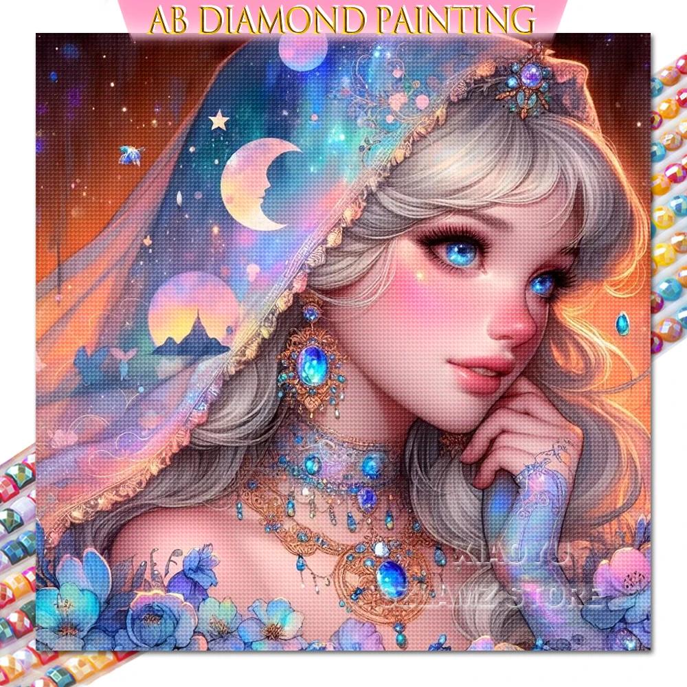 Princess Tiana Diamond Painting Kit AB Round Drills Art Embroidery Mosaic Handmade Gift New Wall Decoration Products
