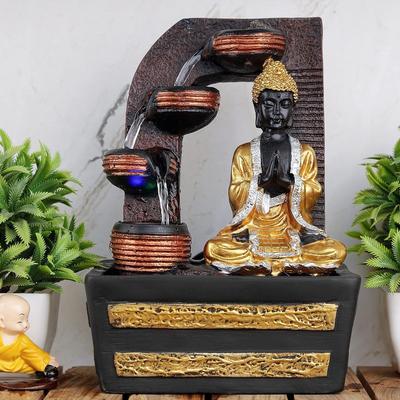 Polyresin Table Top Indoor Outdoor Water Fall Fountain with LED Lights Home Decor Decoration Gift Gifting Items