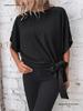 Summer Women's Solid Color Batwing Sleeve Knot Hem Loose T-shirt