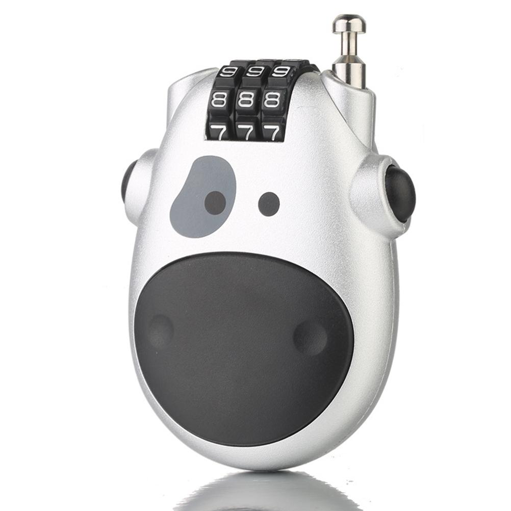 Cable Lock Cable Lock Cartoon Cow Bike Lock Helmet Lock Travel Luggage Lock Sled Lock with Retractable Steel Cable Helmet Lock