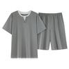 Lyocell cotton men's pajamas summer thin short-sleeved five-point pants suit casual teen men's loungewear can be worn outside