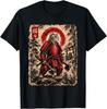 Samurai Cat Japanese Ukiyoe Art Anime Funny Cat Graphic T-Shirt