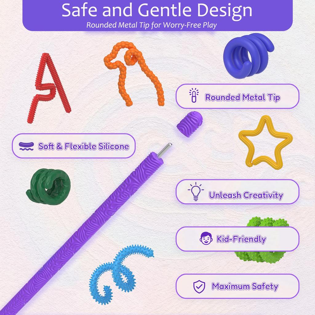 Toys Sensory Stick Pack Of 8 - Textured Silicone Sensory Stick Toy For Children And Adults, Stress Relief Toy Gifts For Anxiety And ADHD