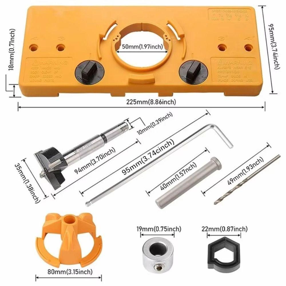 Drilling Hinge Hole Tool Kit Positioning Hinge Jig Durable Boring Guide  Woodworking