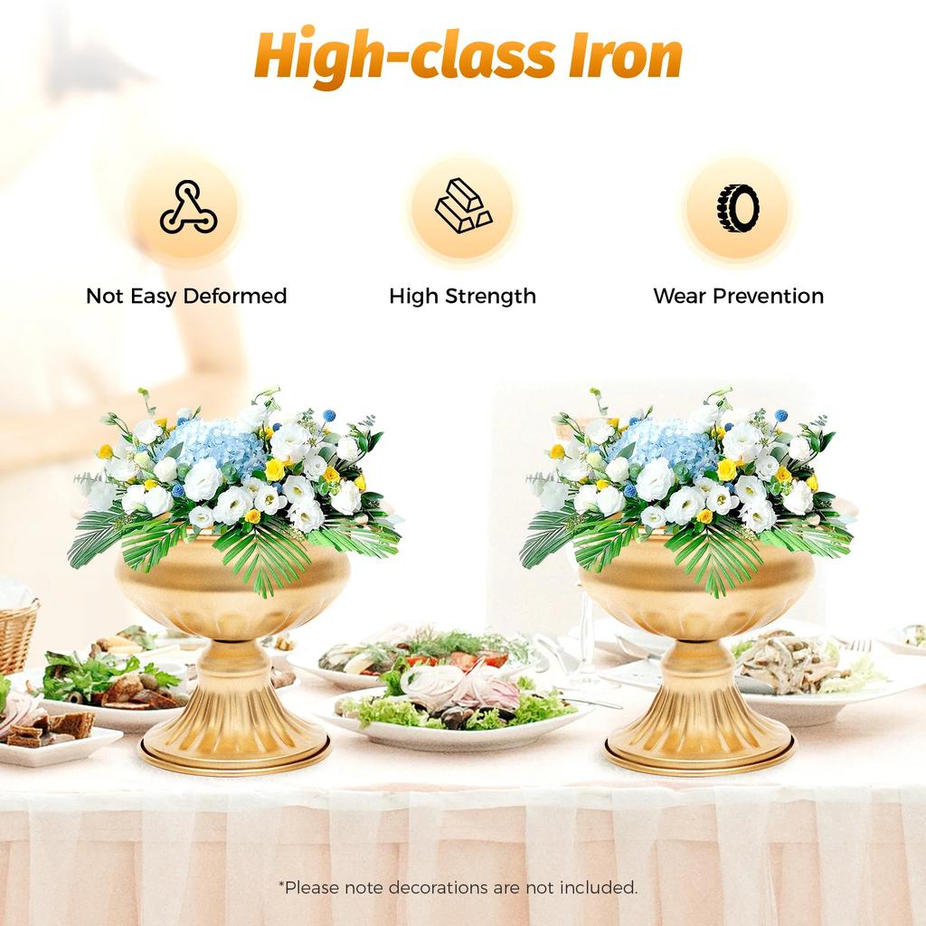 10 Trumpet-shaped Gold Vases for Wedding Table Centerpieces and Reception Decorations, Home Flower Stand