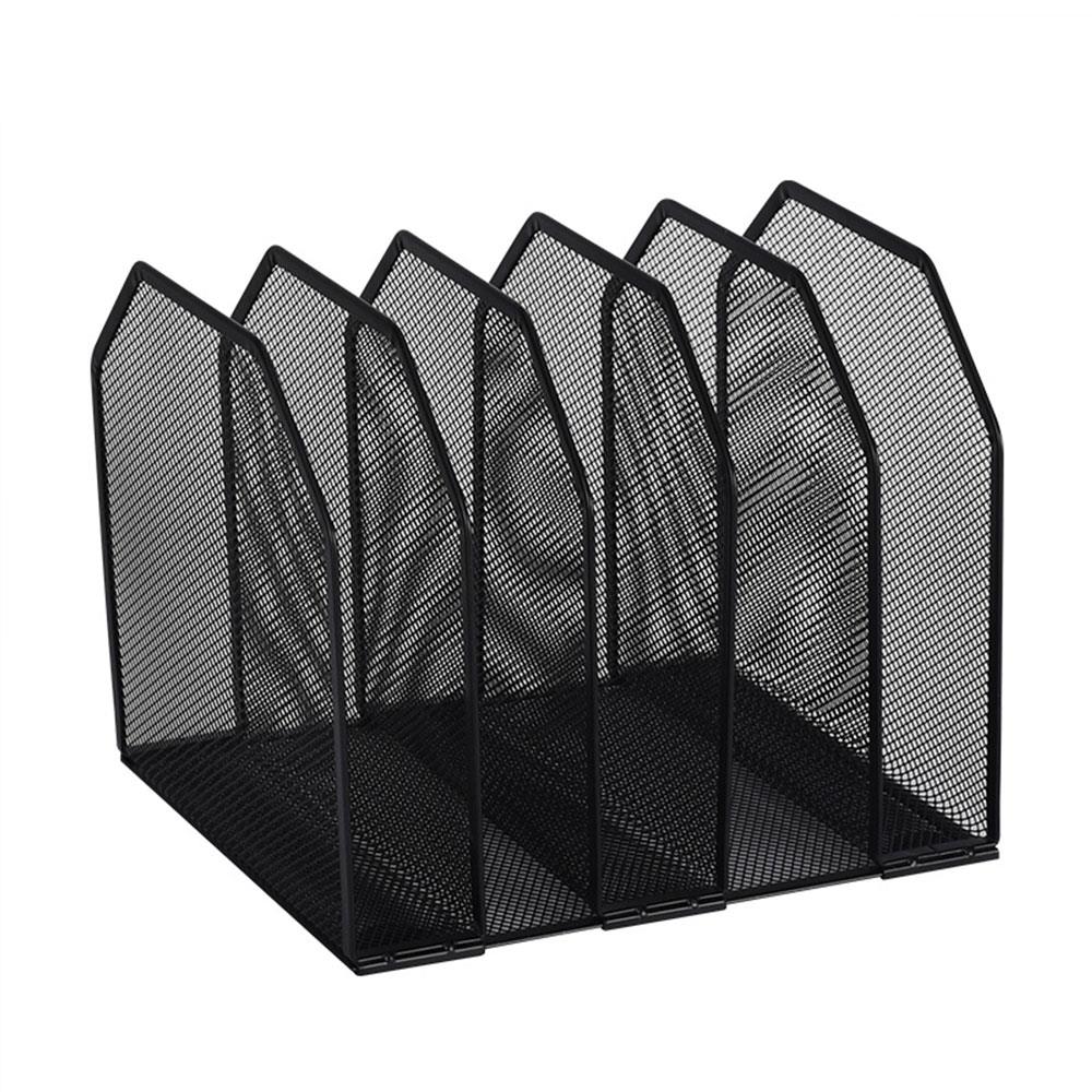 5/7 Segment Mesh Desk Organizer Adjustable Black Iron Bookshelf Vertical Office File Rack Mesh File Folder Stand Sorter