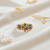 Vintage Inlaid Multi-color Synthetic Zircon Flower Style Gold Color Ring for Women's Banquets Parties Jewelry Accessories Gifts