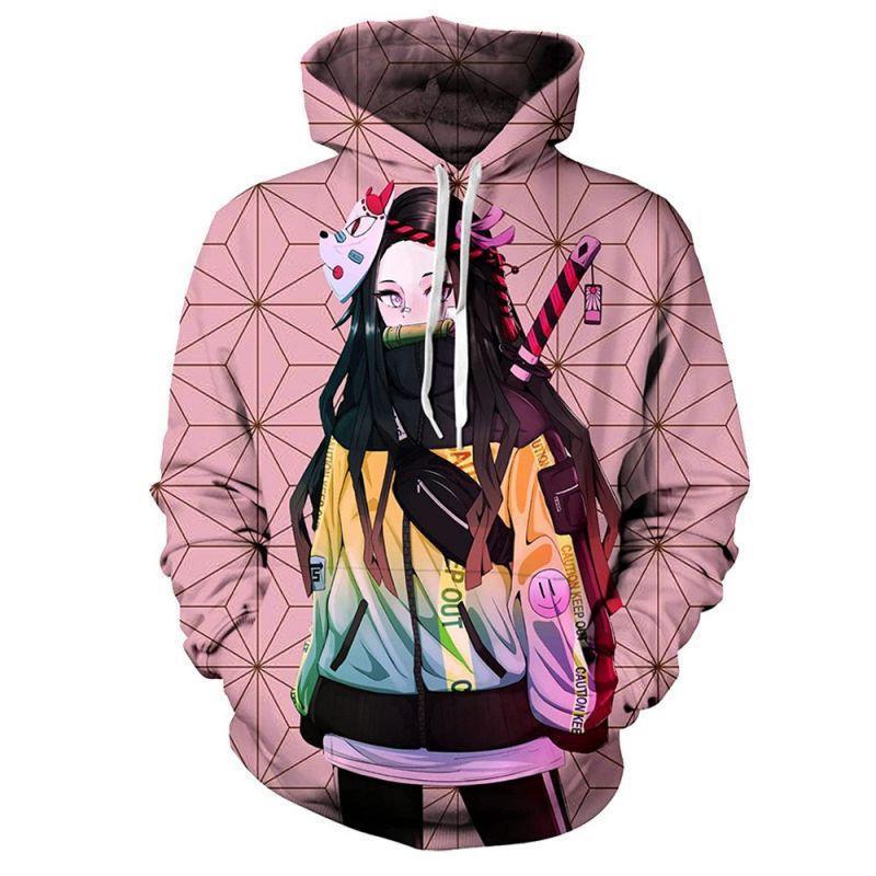 Unisex Anime-Inspired 3D Digital Print Hooded Sweatshirt Loose Fit Casual Streetwear