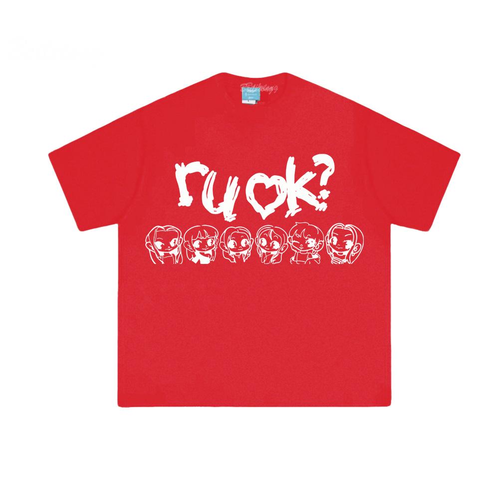 

Ifeye - R U Ok 2025 NEW T-shirt 100%Cotton Hip Hop Tshirts Male Printing Punk T Shirt Gothic Streetwear Printing Tops XXL червоний