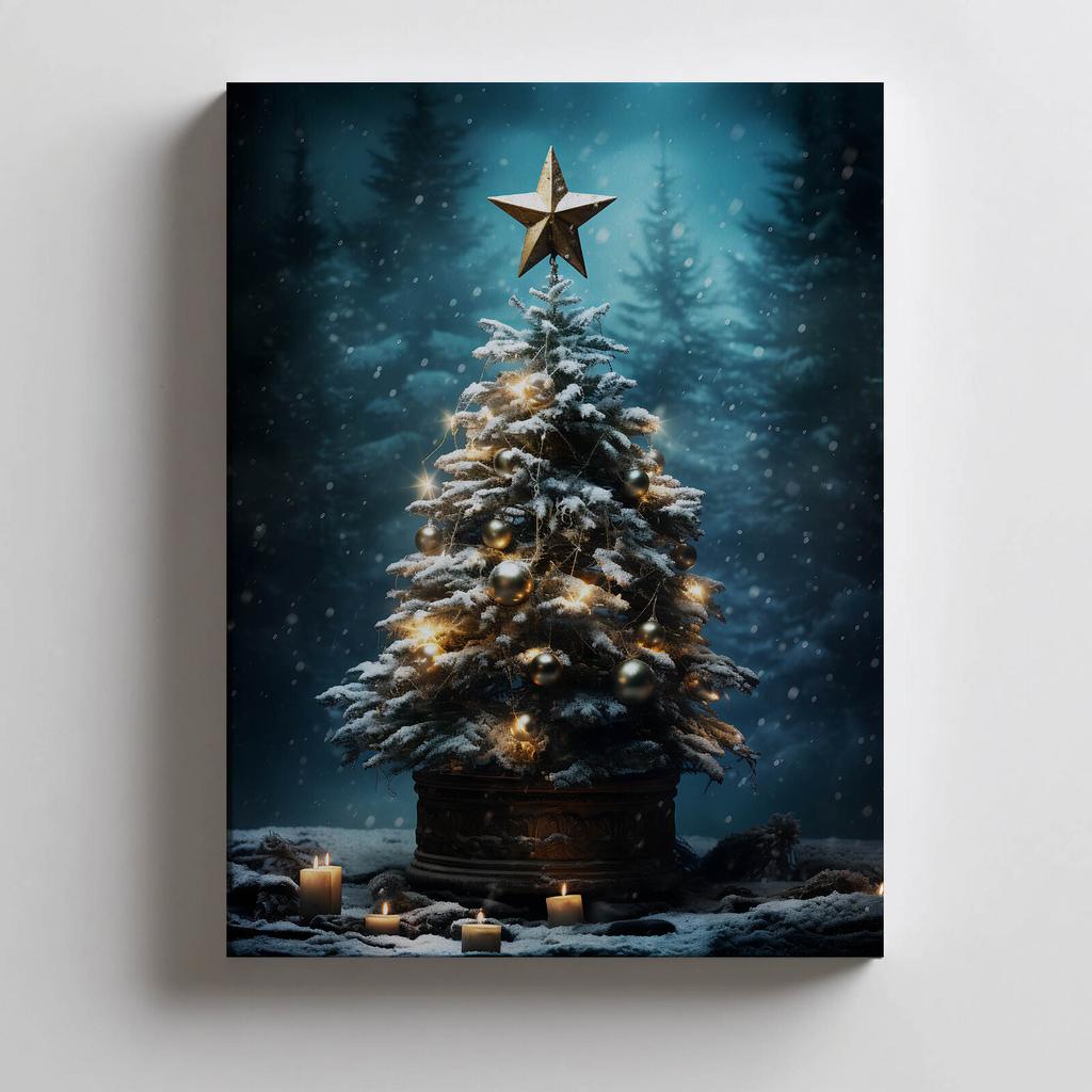 Choinka W Lesie Choinka W Lesie, 70X100 Cm, Rama Drewniana Jasny Dąb, Papier Matowy 230 Gsm