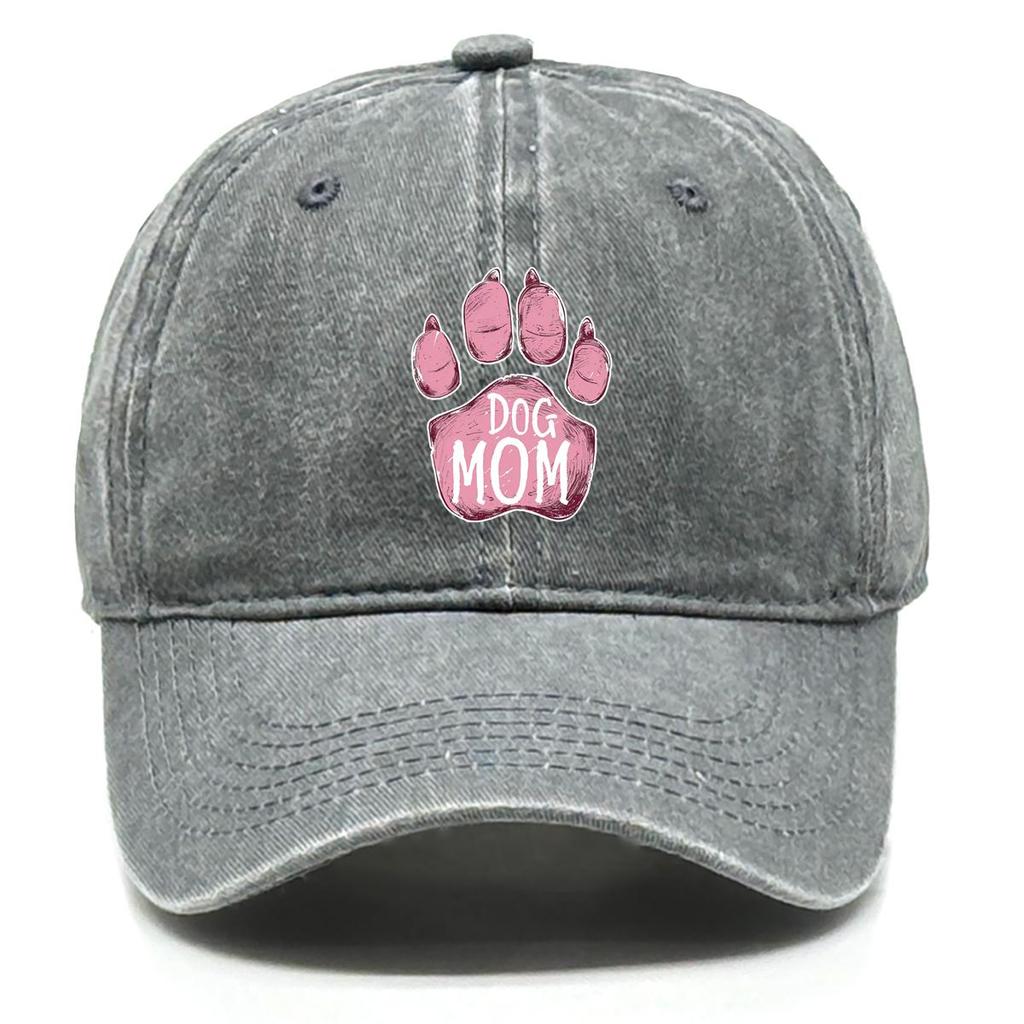 DOG MOM" Paw Print Snapback Baseball Cap, Mother's Day Flat Cap Cozy Breathable Retro Adjustable Strap Adjustable Sun Hat