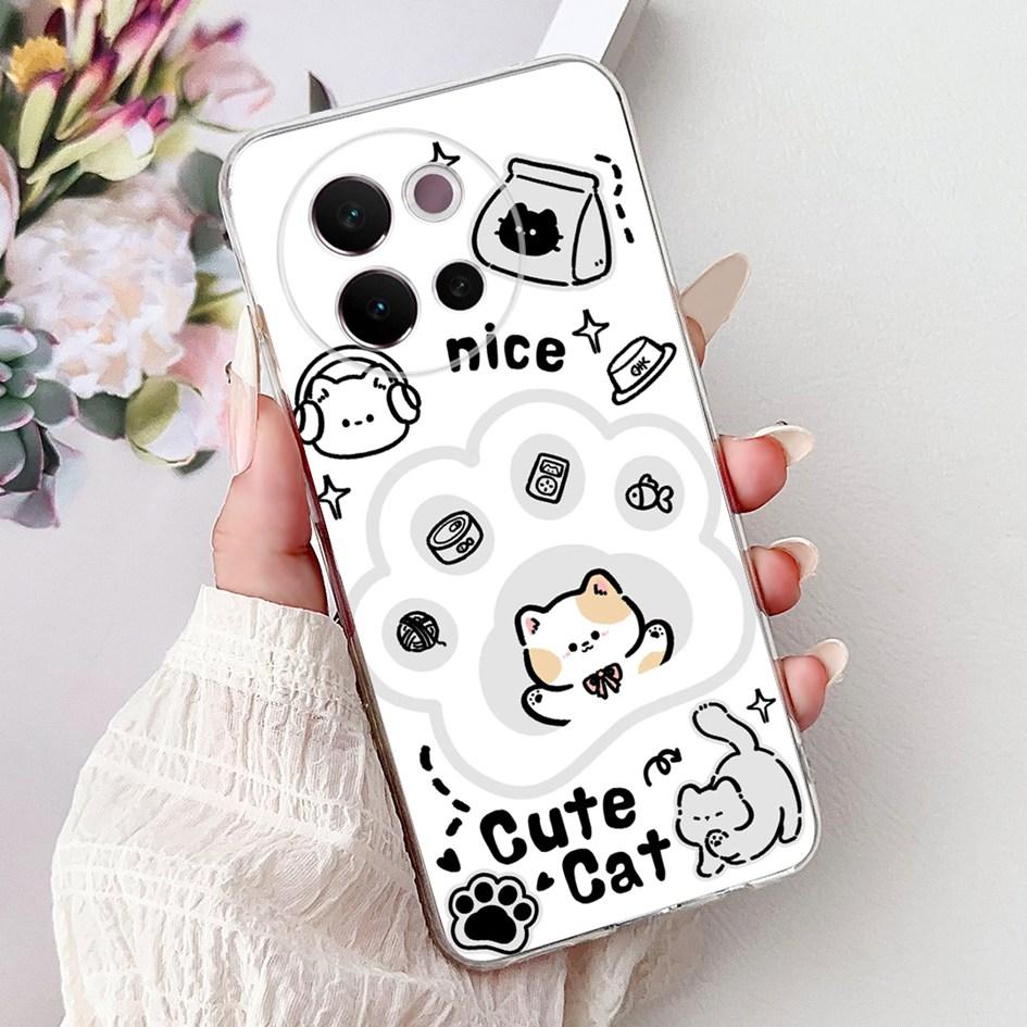 For Vivo V40 Lite 5G Case Transparent Silicone Soft TPU Back Cover Lovely Heart Case For Vivo V40Lite 5G V2341 Shockproof Bumper