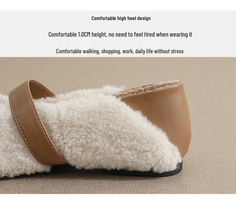 Weiwei Girl 138-1 Women's Fur-Lined Mary Jane Flats for Autumn/Winter
