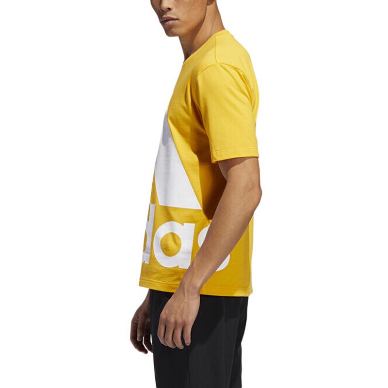 Adidas Sport Round Neck Casual Letter T-Shirt Men Tops Yellow GK3327