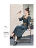 Autumn 2023 Retro Denim A-line Dress: Women's Long Sleeve, Waist-Slimming, Medium Length, Lapel Style