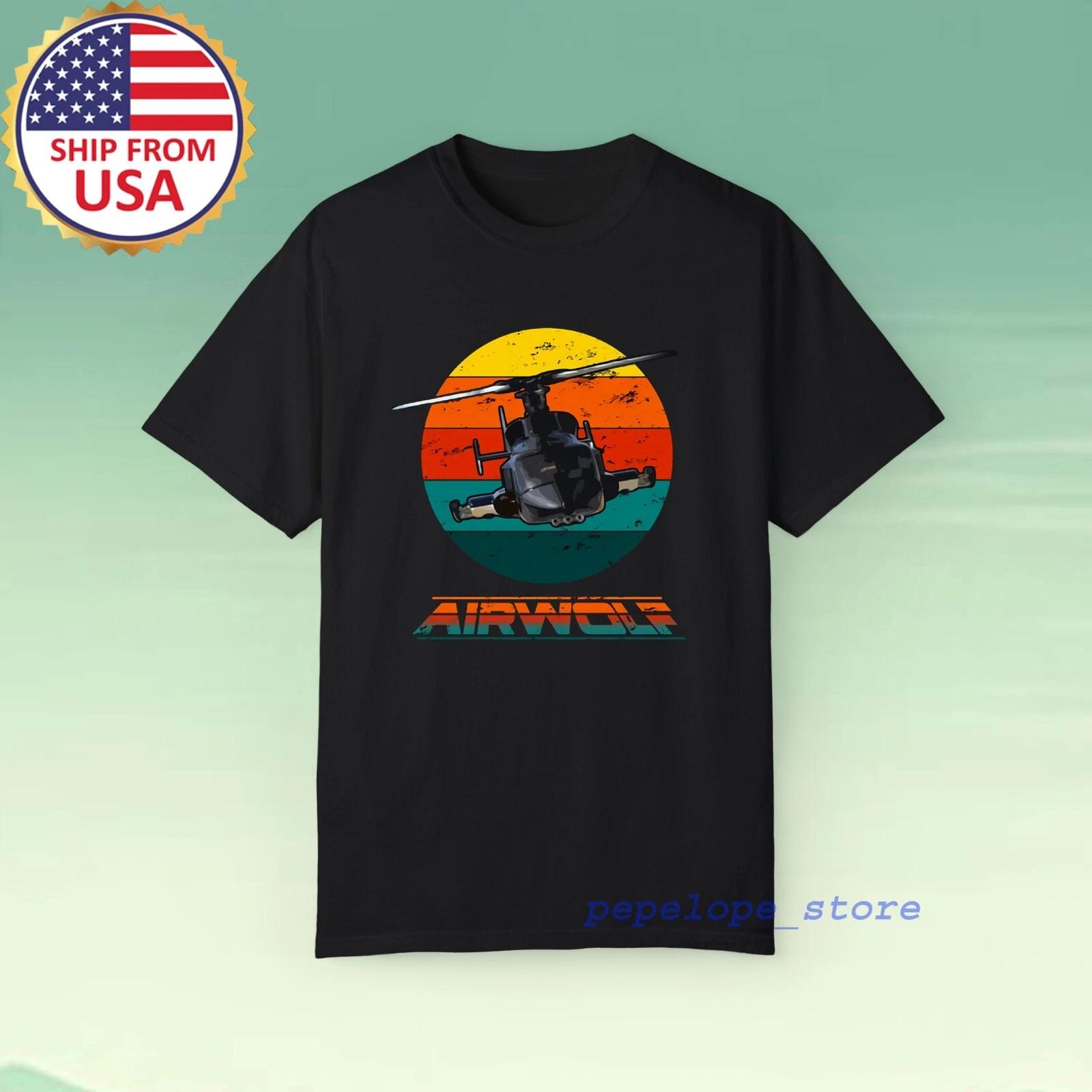 Air Wolf Helicopter Retro TV Series Men s Black Size S-5XL L