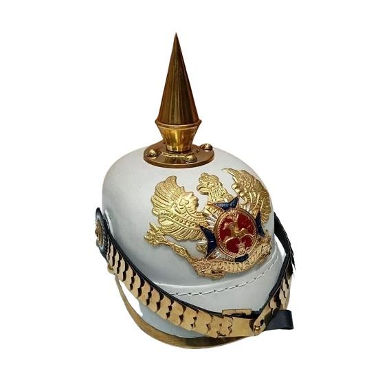 Halloween German Leather Pickelhaube White Helmet Imperial Prussian KA