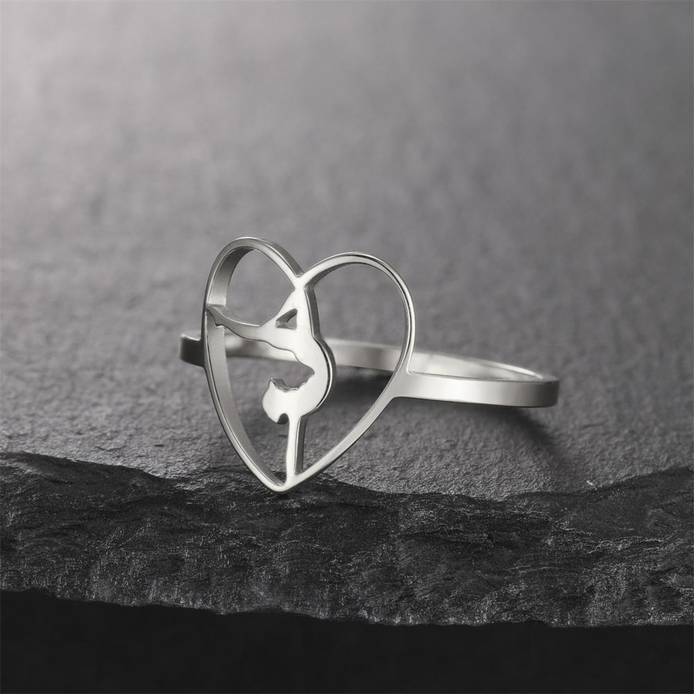 My Shape Gymnastics Girl Rings for Women Stainless Steel Artistic Gymnast Sports Ballerina Dancing Girls Finger Rings Jewelry