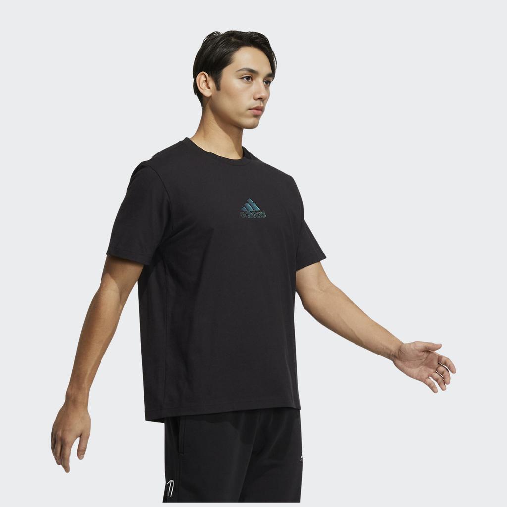 Adidas Minimalist Letter Logo Print Casual Sports Round Neck Short Sleeve T-Shirt Men Tops Black HM2978