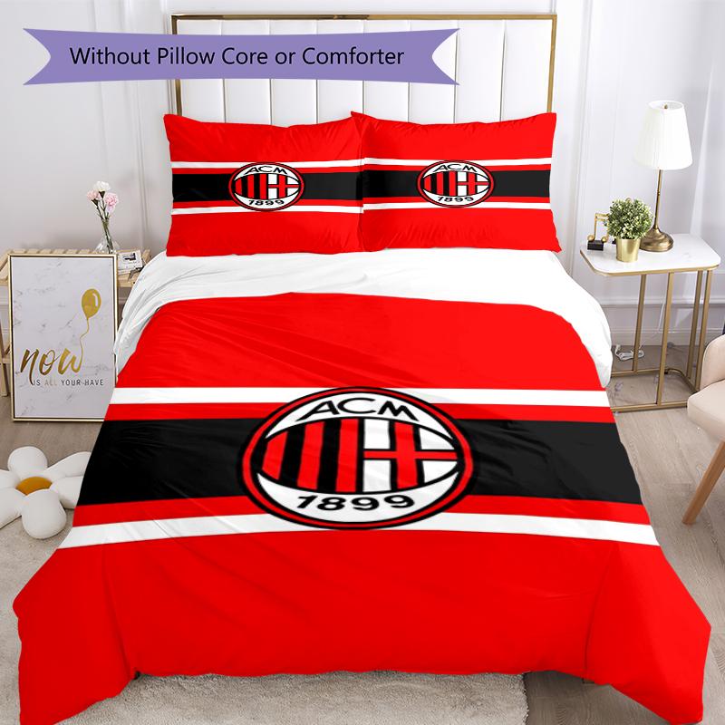 3pcs AC Milan Bedding Set Duvet Cover Closure Includes 1 Duvet Cover & 2 Pillowcases, Soft and Comfortable for All Seasons.