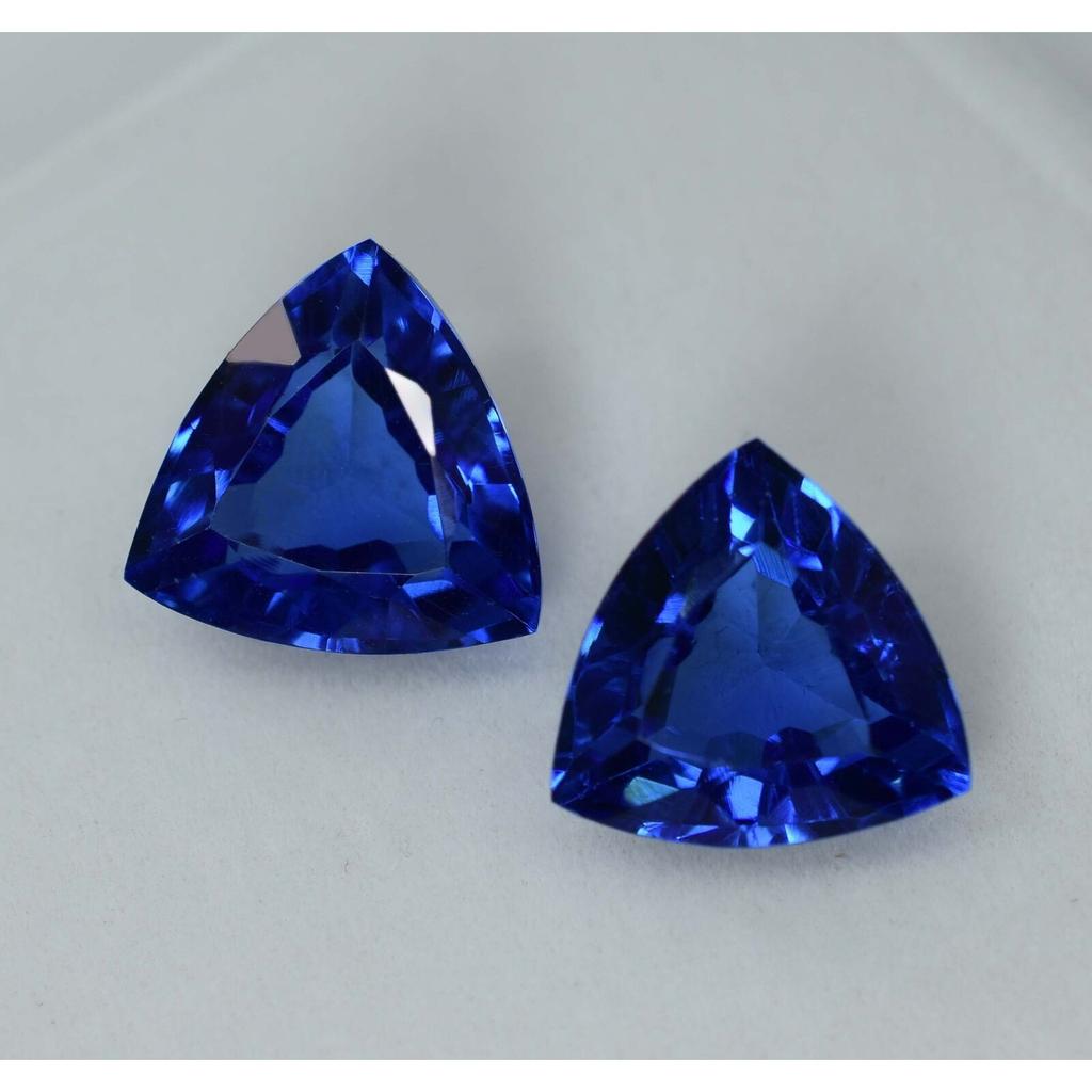 Natural Blue Tanzanite Loose Gemstone 18.24 Ct Trillion Shape Pair for Jewelry Making and Crafts