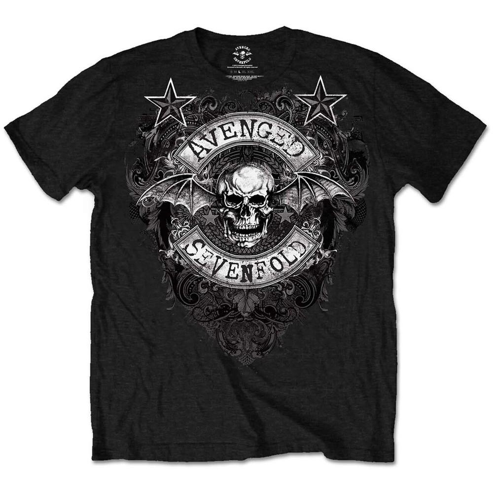

Avenged Sevenfold T-Shirt Stars Flourish Band New Black Official L